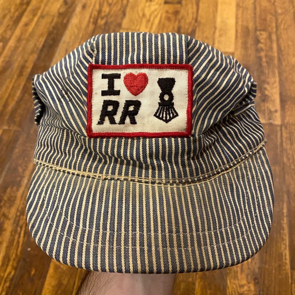 Vintage 60’s Hickory Rail Road Hat “ I Heart Rail Road” Distressed Sz 7 1/4